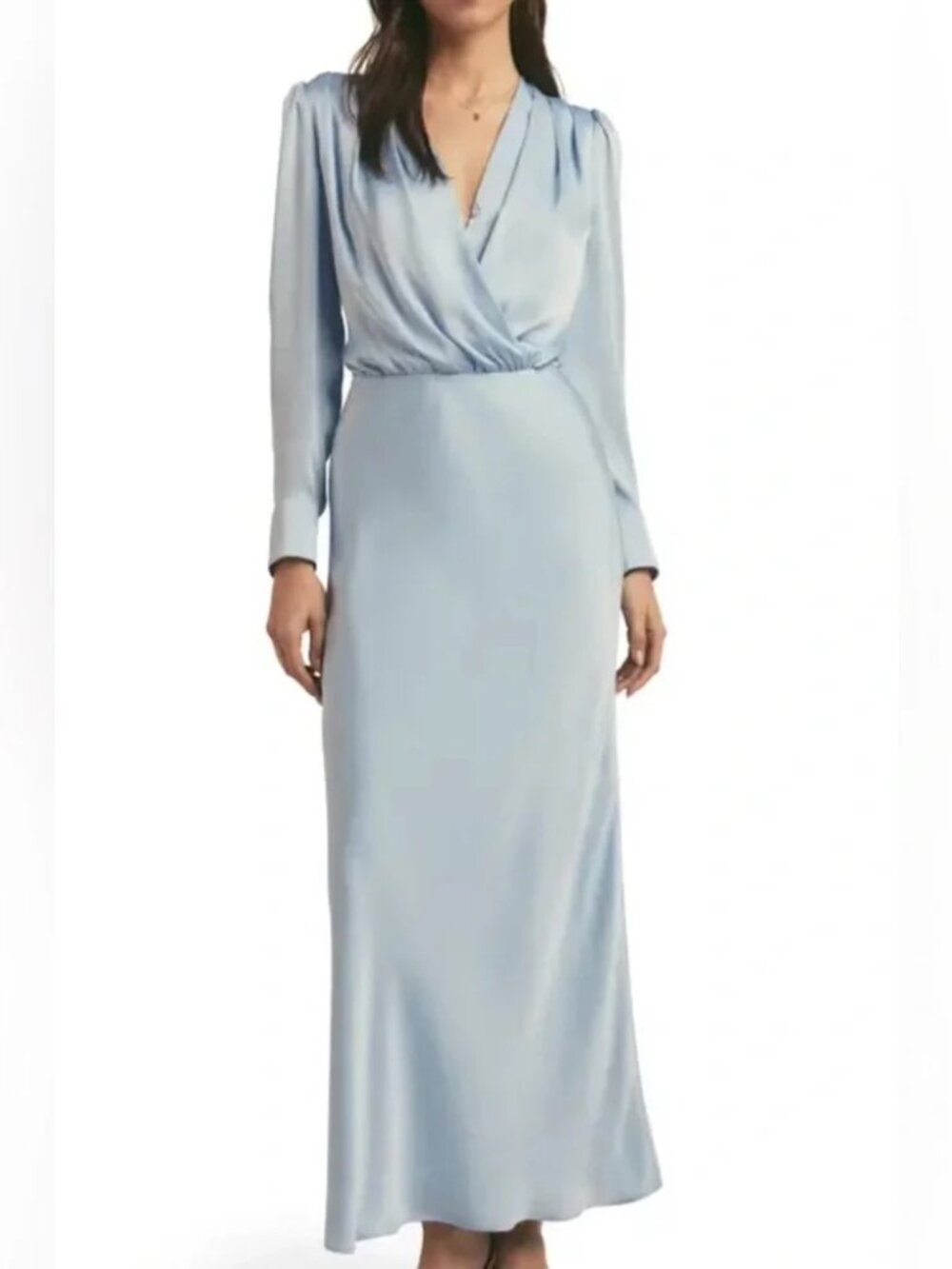 Favorite Daughter Light Blue Long Sleeve Wrap-Style Maxi Dress - The Nita Dress
